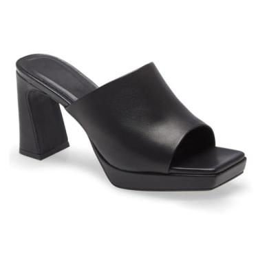 Imagem de Trish Lucia Sandálias Femininas Plataforma Salto Grosso Mules Quadrado Bico Aberto Salto Alto Slip-On Sapatos Sociais