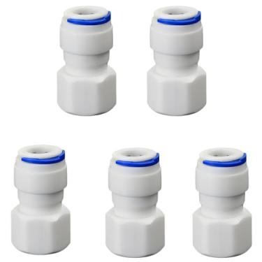 Imagem de Rosca fêmea de 9,5 mm para tubo de 3/20.3 cm adaptador de conexão rápida, encaixe de tubo de plástico push-fit para sistemas de filtro de água de osmose reversa RO, dispensadores de bebidas