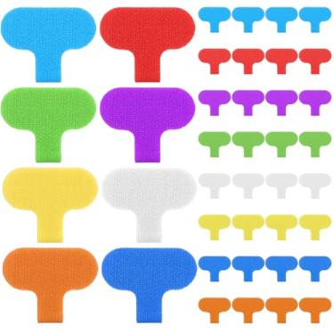 Imagem de 40 etiquetas de cabos duráveis multicoloridas com superfície gravável, etiquetas de fio à prova d'água para organização de eletrônicos, etiquetas de cabo multicoloridas, etiquetas de cordão de 6 x 3,8