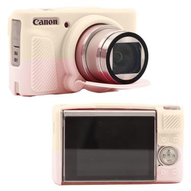 Imagem de Leayjeen Capa protetora de silicone compatível com câmera Canon SX740 SX730, capa protetora macia de silicone, com capa de lente removível para fotografia, capa protetora (pó branco movente)