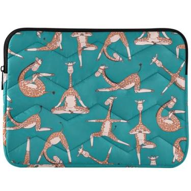 Imagem de Capa protetora para notebook girafas animais de ioga azul-petróleo capa para notebook elegante capa para laptop universal 13 14