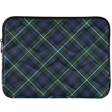 Imagem de Capa protetora para notebook verde escuro xadrez acolchoada universal de 13 a 14 polegadas para MacBook 13 polegadas