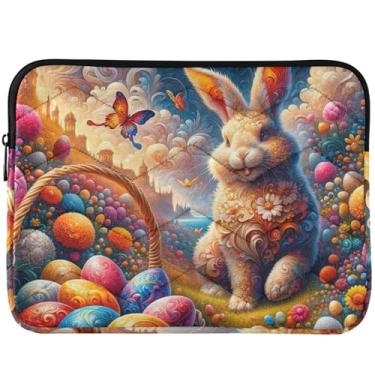 Imagem de Capa acolchoada para notebook com ovos de coelhinho da Páscoa para Mac Air 13 polegadas, capa fofa para laptop de 13 a 14 polegadas, universal