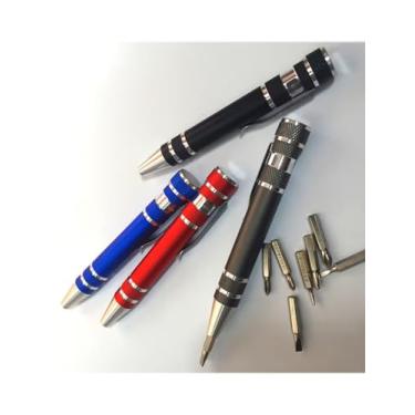 Imagem de Chave de fenda multifuncional 8 em 1, ferramenta de reparo de precisão de liga de alumínio com cabeças planas, Phillips e hexagonais intercambiáveis – ideal para construção, carpintaria, manuseio