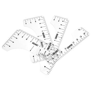Imagem de Generic Ferramenta de Alinhamento de Guia de Régua de Camiseta para Design de Roupas Personalizadas, Conjunto de Régua de Medição de Vestuário Transparente de 4 Peças para Adultos Jovens Crianças