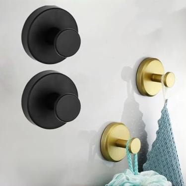 Imagem de Ganchos de ventosa forte aderência, design compacto, pacote com 2 para vidro, espelhos, azulejos e toalha de chuveiro, preto
