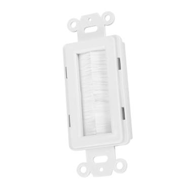 Imagem de Generic Escova de Plástico Placa de Parede Tampa de Saída de Cabo Painel Multimídia Branco ABS 12,5 "x 11,5 Cm para Escritório Doméstico (ficar de pé)