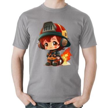Imagem de Camiseta Algodão Bombeiro Mirim - Foca na Moda, Cinza, GGG
