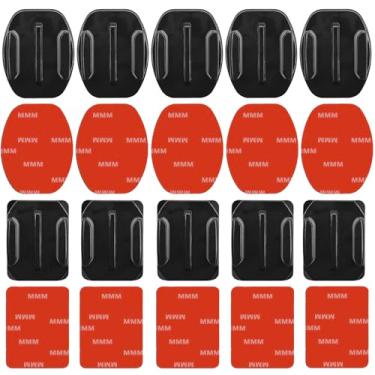Imagem de Suportes adesivos para capacete, pacote com 10 acessórios de montagem de capacete planos e curvos com 10 almofadas adesivas, compatíveis com câmera Go Pro Hero 13 12 11 10 9 8 7 6 5 Session Camera e