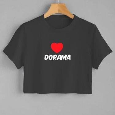 Imagem de Cropped Camiseta Blusinha Básica Estampada Amor Dorama 100% Algodão Fe