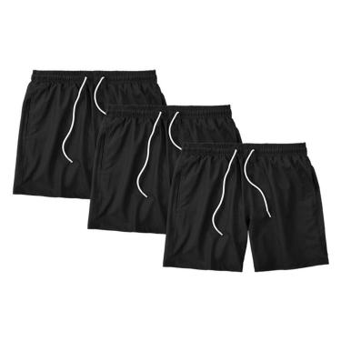 Imagem de Kit 3 Shorts Masculino Liso Básico Bermuda Tactel Água Praia Treino Academia Corrida-Masculino