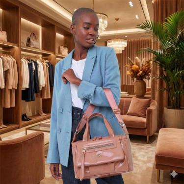 Imagem de Bolsa Feminina Mão Ombro Prática Elegante Resistente Aba Verniz Casual