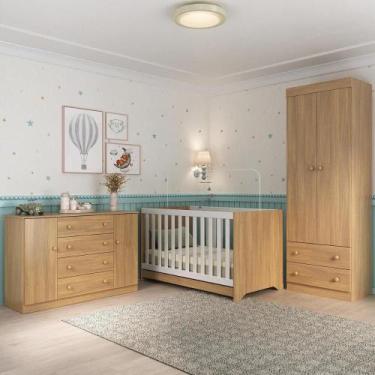 Imagem de Quarto de Bebê Completo com Berço Americano 3 em 1 para Colchão 130x70