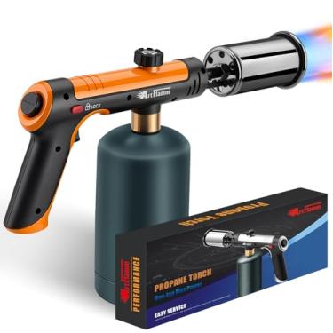 Imagem de ARTFLAMM Poderosa pistola de tocha de propano, lança-chamas com modo turbo, isqueiro de carvão com trava de segurança, maçarico de cozinha para cozinhar, churrasco, bife escaldante, grelha (banco não