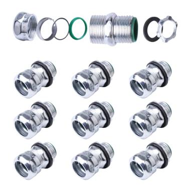 Imagem de Ypzxola 10 peças de conectores de compressão impermeável EMT de 1/2 polegada, conector de caixa EMT à prova d'água com isolamento de aço zincado, acessórios de conduíte elétrico listado pela CULus