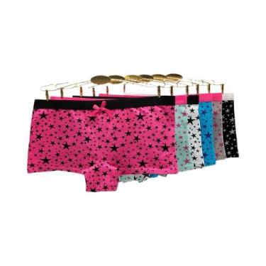 Imagem de Shorts Boxer De Algodão Denim Impressos Para Mulheres Pacote Com 3 Cal