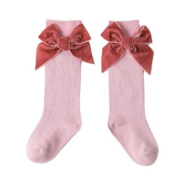 Imagem de Meias De Algodão Para Meninas Com Laço De Natal Até O Joelho Inverno O