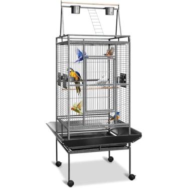 Imagem de Gaiola para Calopsita 82 * 76 * 175CM, Viveiro para Papagaio, com Suporte, Pode Ser Movido Em 360°, Aço Carbono, Esmalte Cozido, Viveiro para Calopsita, Gaiolas, Gaiola Calopsita
