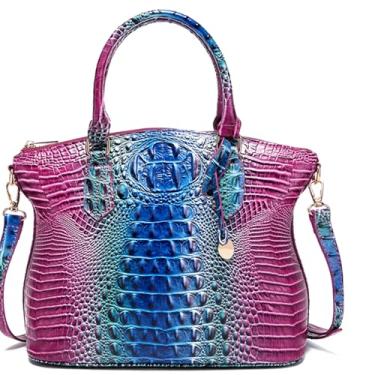 Imagem de Makcr Joacbv Bolsa feminina bolsa longa transversal clássica bolsa alça superior couro vegano bolsas femininas padrão em relevo, 1 - roxo, azul