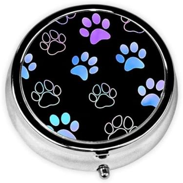Imagem de Caixa de comprimidos Paw com 3 compartimentos, estojo pequeno para pílulas, portátil para bolso ou bolsa, organizador de pílulas, porta-comprimidos com espelho para guardar vitaminas, medicamentos