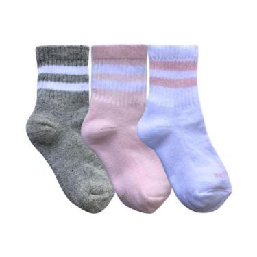 Imagem de Kit 3 Pares Meia Cano Curto Atoalhada Cor:Msc/Ros/BcoTamanho:29-34 - R