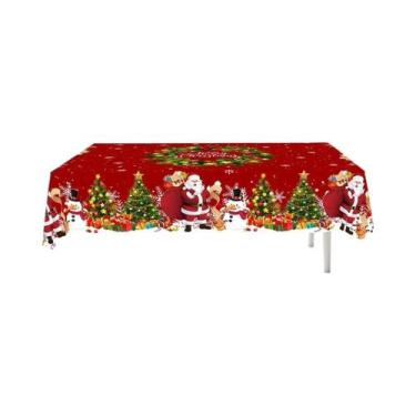 Imagem de Toalha De Mesa De Natal Com Papai Noel E Boneco De Neve, Decorações Pa