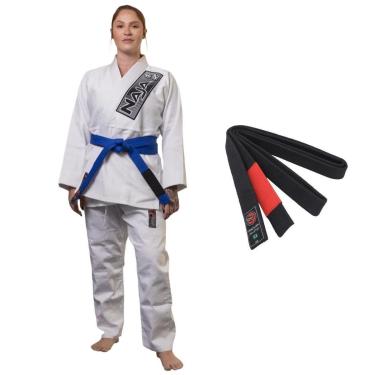 Imagem de Kimono Jiu Jitsu Adulto Trançado Reforçado Brave White Naja Com Faixa-Unissex