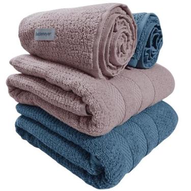 Imagem de Kit 4 Toalhas Buddemeyer Vanilla Extra Soft Azul e Rosa  2 banho e 2 r