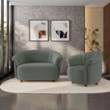Imagem de Conjunto Sala de Estar Decorativo Latvia Sofá Namoradeira e Poltrona P
