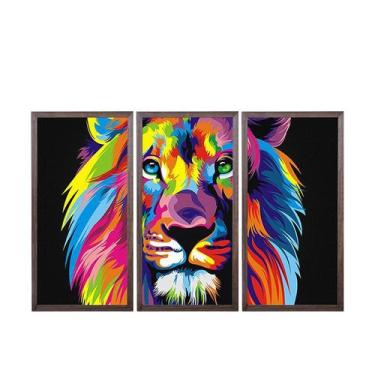 Imagem de Quadros Decorativos em Mosaico com moldura em madeira 103x63 cm e vidr