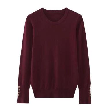 Imagem de Suéter Casual Feminino De Inverno Tricotado Multicolorido Com Gola Red