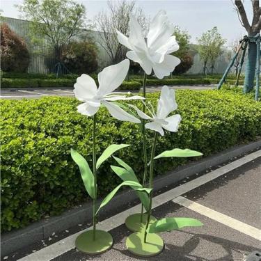 Imagem de Conjunto de flores artificiais grandes - 3 decorações florais de borboleta gigante para casamentos, festas de aniversário e decoração de casa - ideal para eventos e vitrines