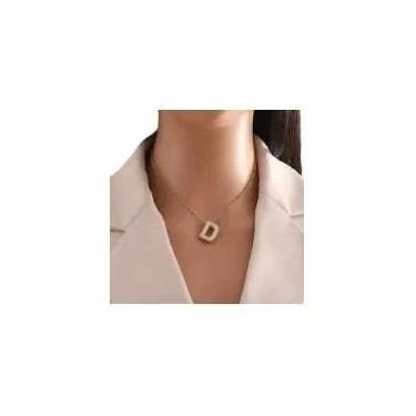 Imagem de Colar Feminino Banhado a Ouro 18K Com Pingente De Zircônia Letra A-Z E
