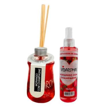 Imagem de Difusor Aromatizador Spray Vidaroma Morango Champagne Vareta - Vidarom