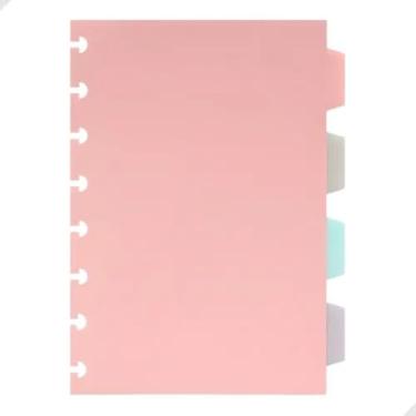 Imagem de Caderno capa dura marmorizado A5 B5 A4 para anotações, caderno sem pauta ou pautado, caderneta estilo couro, caderno de anotações, caderno 96 folhas capa dura espiral (4PCS divisórias COR PASTEIS-A5)