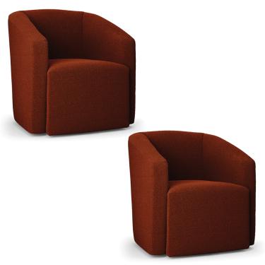 Imagem de Poltrona Decorativa Orgânica Kit 2 Stella Max Bouclê Terracota D03 - D'Rossi