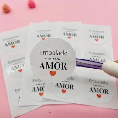 Imagem de 90 Adesivos Embalado Com Amor - Bellarte