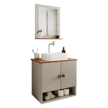 Imagem de Gabinete Arm Banheiro Deli 2 Portas Com Cuba Oxford Branca Off White nature