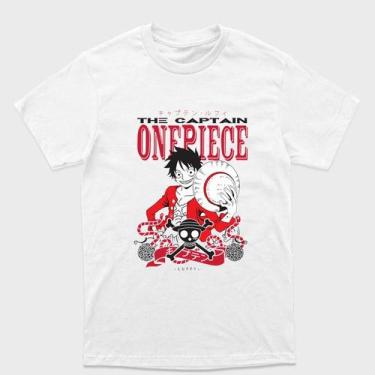 Imagem de Camiseta Branca One Piece  Monkey D. Luffy The Captain Tamanho:GGTecid