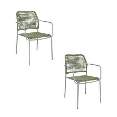 Imagem de Kit com 2 Cadeiras Aço Carbono e Corda Náutica para Área Externa Copacabana Verde