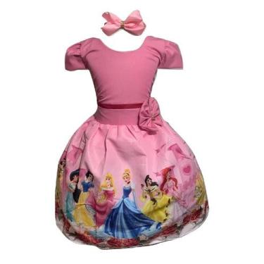 Imagem de Vestido Temático Princesas Disney, Rosa, GG 8/10 ANOS