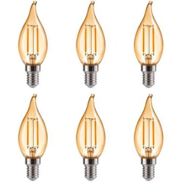 Imagem de 6 Lâmpada Vela Chama Filamento Led Retrô 2W 110V Âmbar E14 - Avant