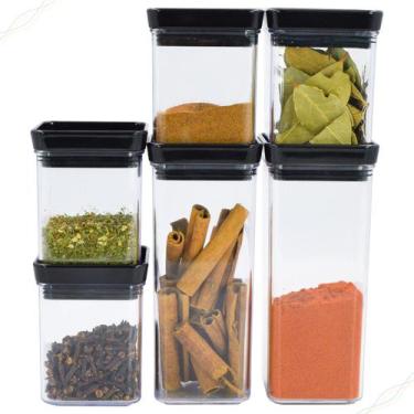 Imagem de Kit 6 Porta Tempero e Condimentos Hermético Empilhável Lumini Paramoun