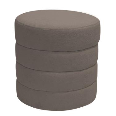 Imagem de Puff Decorativo Redondo Mid Bouclé Marrom - Nexta Casa