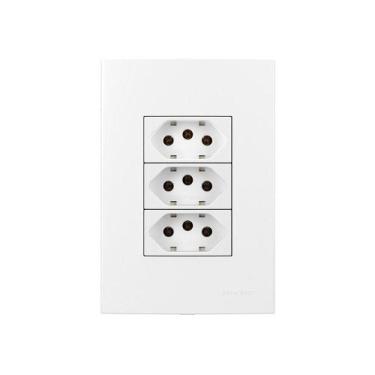 Imagem de Tomada Tripla Margirius Sleek 2p+t 20a Com Placa 4x2 Branca