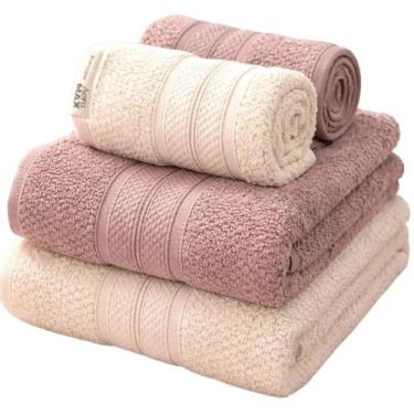 Imagem de Jogo Toalha de Banho Gigante Nuvia 4 Peças Karsten, Rosa e Perola