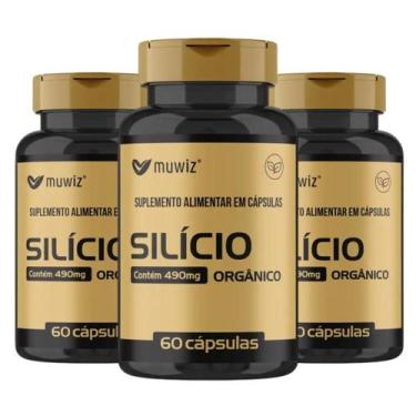 Imagem de Kit 3x Frascos Silício Orgânico Muwiz 490MG 60 Cápsulas Fortalecimento