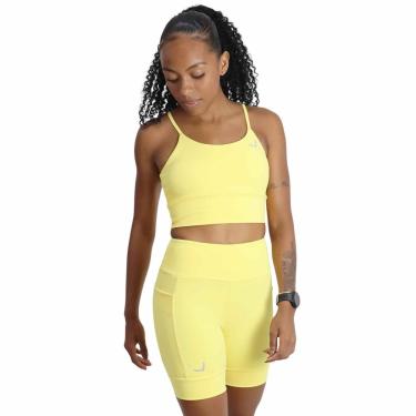 Imagem de Conjunto Top Wear + Short Running Amarelo para Corrida Com sustentação e Bolsos-Feminino
