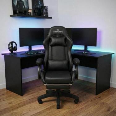 Imagem de Cadeira Gamer Preto Healer Level Reclinável Com Apoio Pés - Congratula