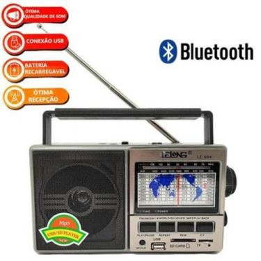 Imagem de Rádio Com Bluetooth Portátil Lelong Le-604 11 Faixas Usb/sd Am Fm 127/